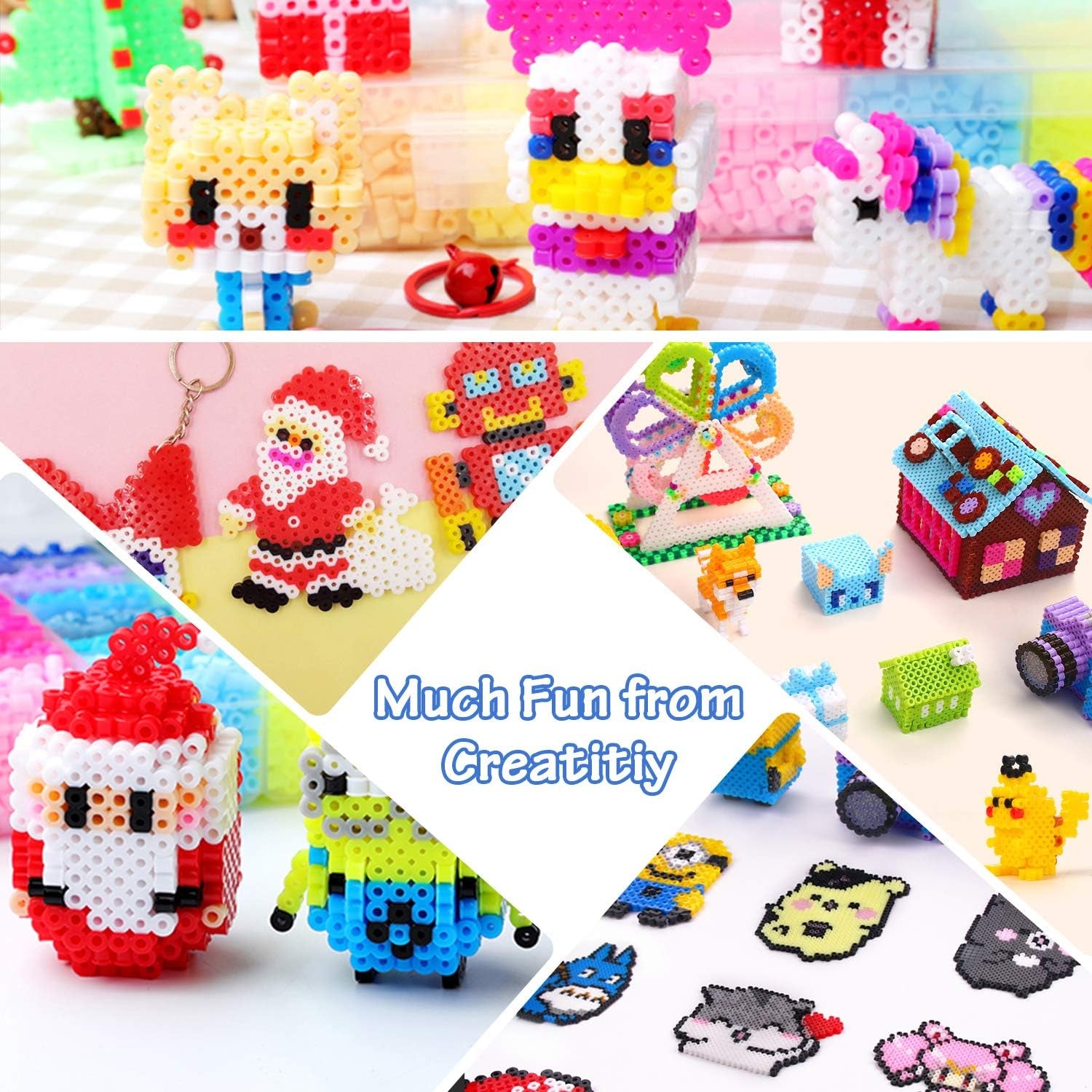 10000, 36 Colors Fuse Beads Kit 5Mm DIY Art Craft Toys for Kids with 4 Pegboards, 60 30 Pattern Paper| B, 10000Pcs