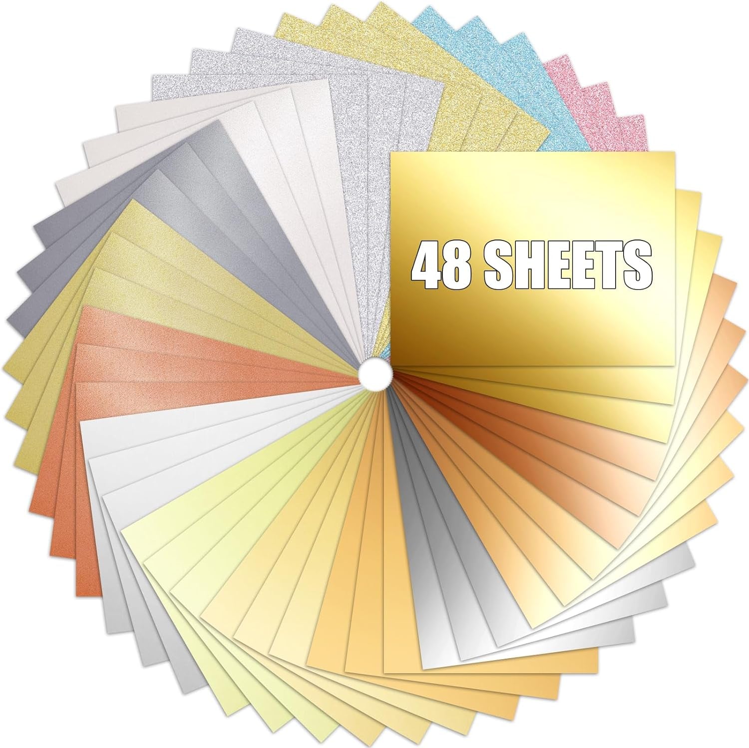 48 Sheets Glitter Cardstocks, 8.5 X 11 Inches Premium Sparkle Cardstock Paper Heavyduty Craft Paper for Scrapbook Making DIY Crafts, 92Lb/250Gsm