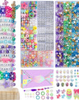 Kawaii Pony Beads Kit, Rainbow Kandi Beads and 1200Pcs Square Colorful Letter Beads, 32 Colors Plastic Craft Beads Bulk for Bracelets with 10 Beads Pipe Cleaners (Fashion Week)