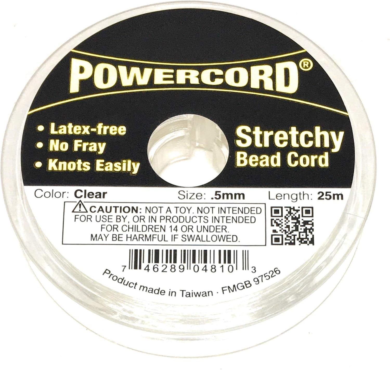 82 Feet Powercord Stretch Elastic Cord 0.5Mm for Jewelry Making
