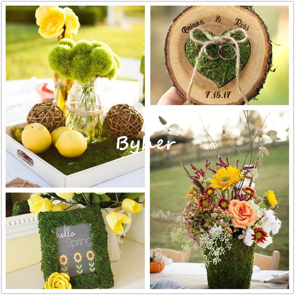 Dried Moss Mat for Wedding Birthday Party Fairy Garden Decorations, Dark Green (Green - 14" X 9")