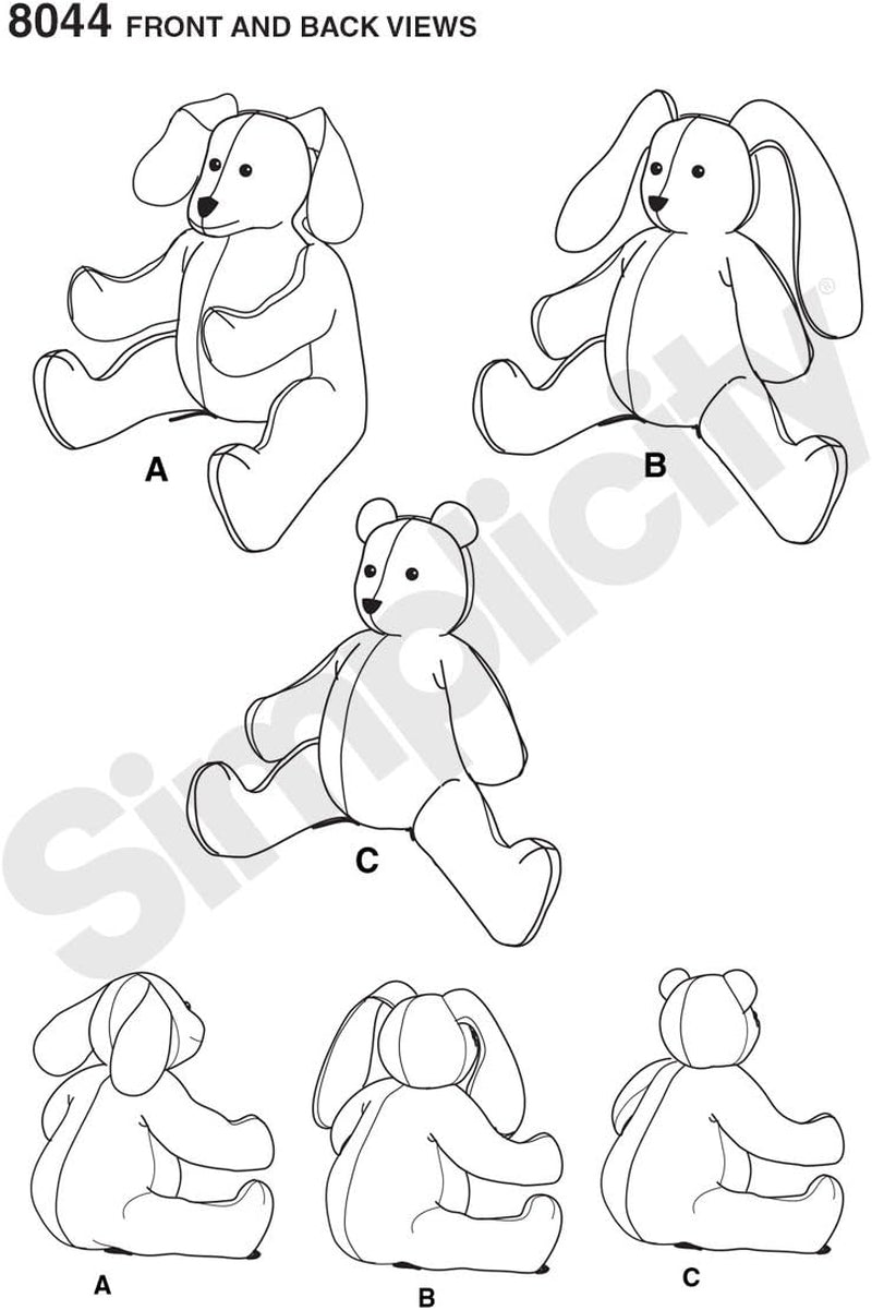 US8044OS Children'S Stuffed Animal Toy Sewing Pattern, One Size