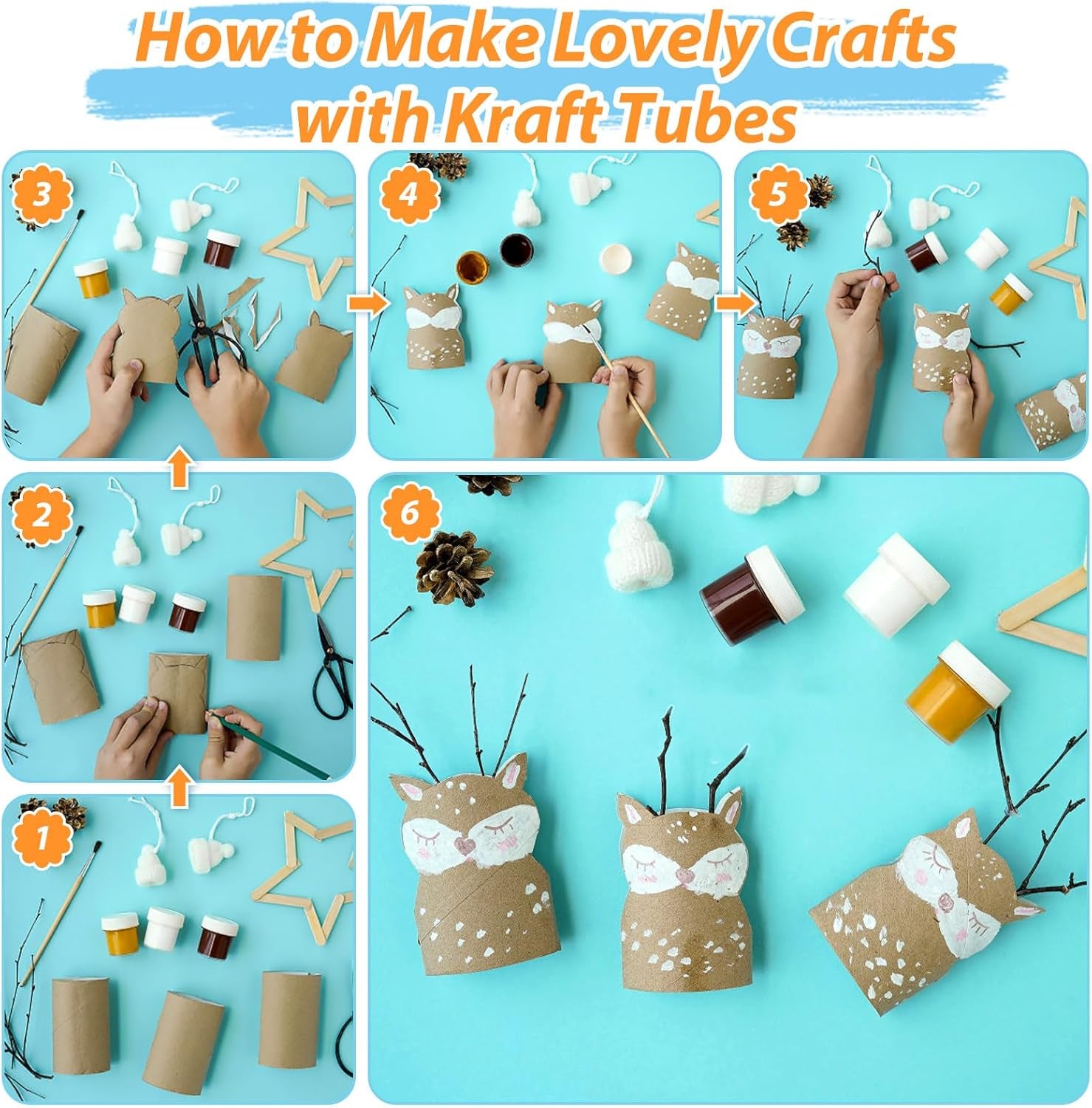 70 Pieces Cardboard Tubes for Crafts, Brown Kraft Toilet Paper Rolls for Crafts - 1.5 X 3.2 Inches Strong and Pressure-Resistant Tubes for School Supplies Classrooms Kids DIY Art