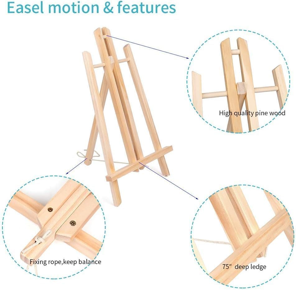 3Pack 16 Inch Wood Easels - Wooden Desktop Easel Stand, Multi-Purpose Art Easel for Painting Classes, Art Parties, Carrying &amp; Quality Guaranteed