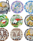 8 Pcs Diamond Art Painting Coasters with Holder, DIY Coasters Gnomes Diamond Art Painting Coaster Kits for Beginners Adults Cartoon Diamond Art Coasters Drinks Coaster Craft Supplies 4 Inch