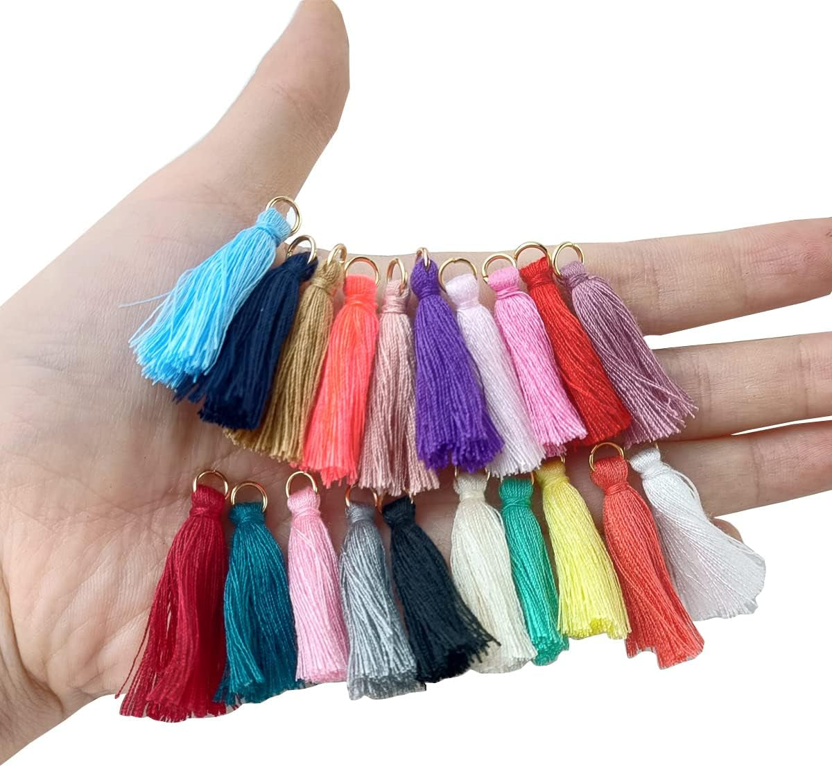 200PCS Mini Tassel Kit Tiny Craft Tassel 1.2 Inch Handmade Soft Craft with Golden Jump Ring for Earring Jewelry Making, DIY Projects, Making Garland Keychain, Bookmarks, 20 Colors