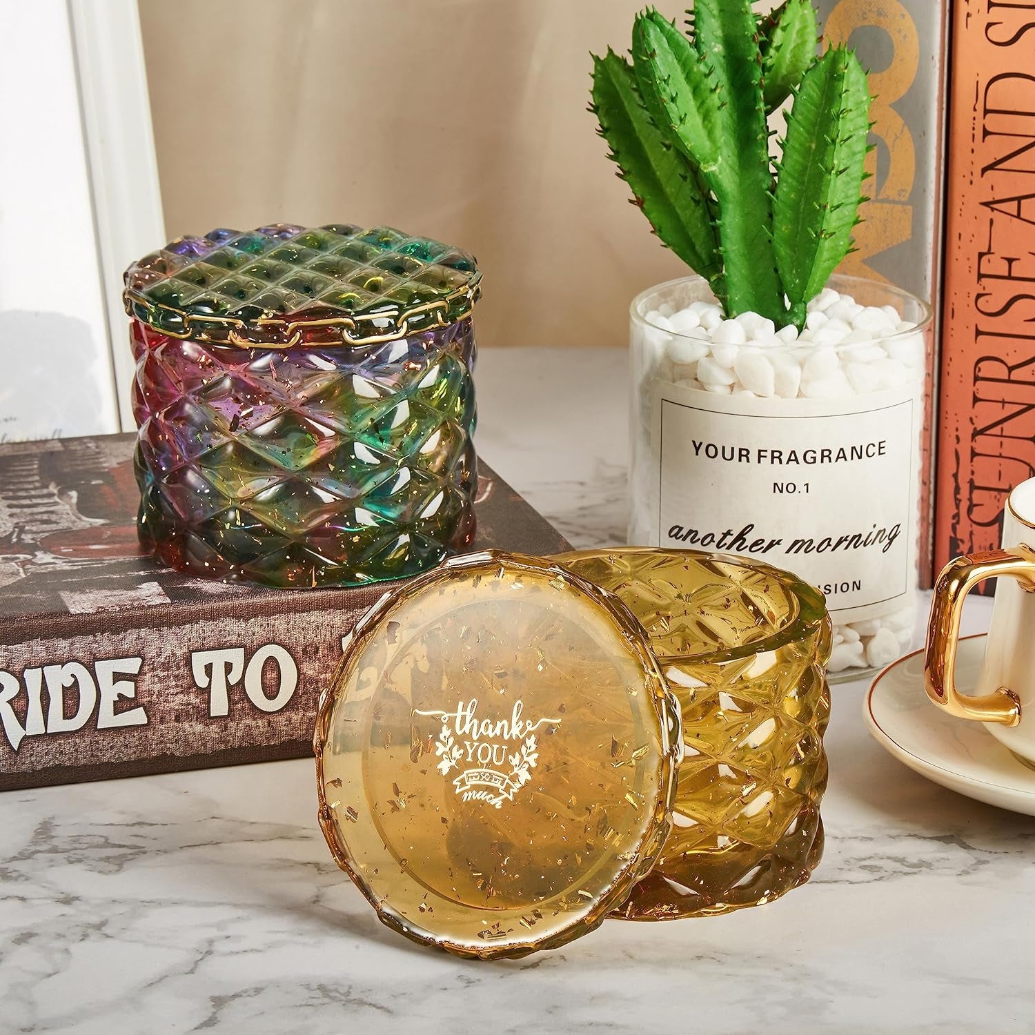 Jar Resin Molds Silicone, Large Diamond Jar Silicone Molds with 2Pcs Lid, Epoxy Jar Molds for Storage Box,Candy Jewelry Container,Home Decoration,Diy Resin Epoxy Casting Craft