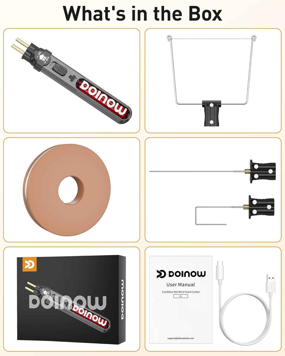 6 in 1 Cordless Hot Wire Foam Cutter Kit, Upgraded Hot Knife Foam Cutter, LED Light &amp; USB-C Charging, 1022℉ Foam Cutter Tool for Styrofoam Carving, Crafting