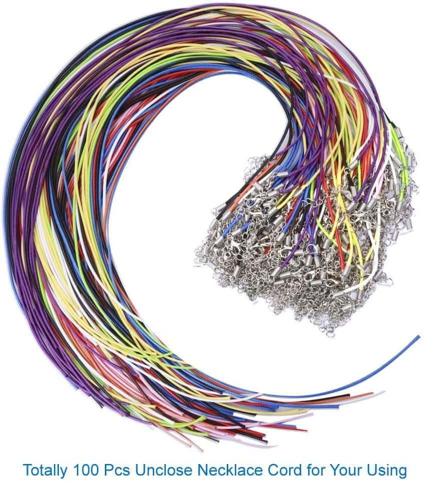 100Pcs Necklace Cord String with Clasp Bulk for Jewelry Making and Bracelet, Multicolor