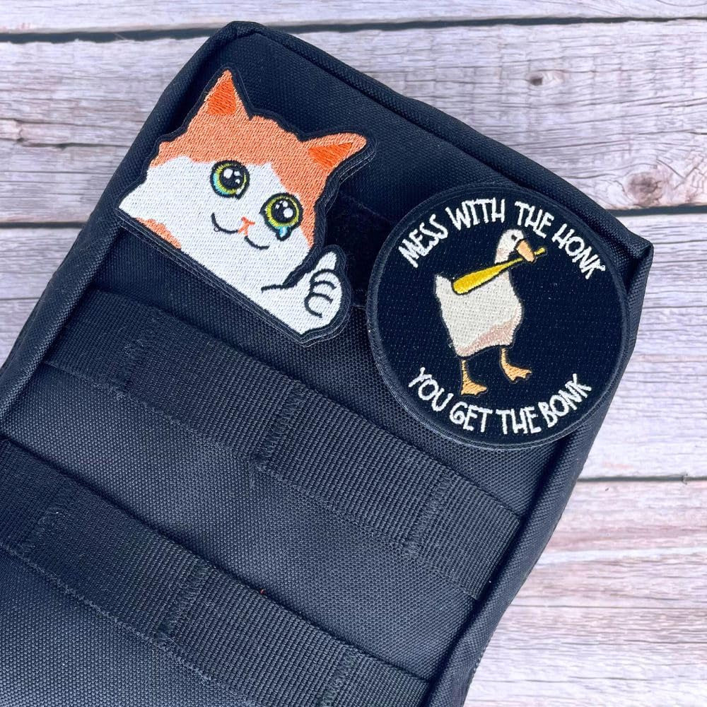 9PC Funny Patches Hook &amp; Look for Backpack Jacket Airsoft Bag Vest | Humor Large Big Patch for Morale Tactical Military This Is Fine Dog Don’T Be Salty Cat Meme Duck Fun Cute Gifts