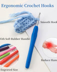 39Pcs Crochet Hooks,12 Sizes Crochet Hooks Set,Crochet Hooks Ergonomic Soft Grip,Ergonomic Crochet Hooks for Arthritic Hands(2Mm-8Mm)