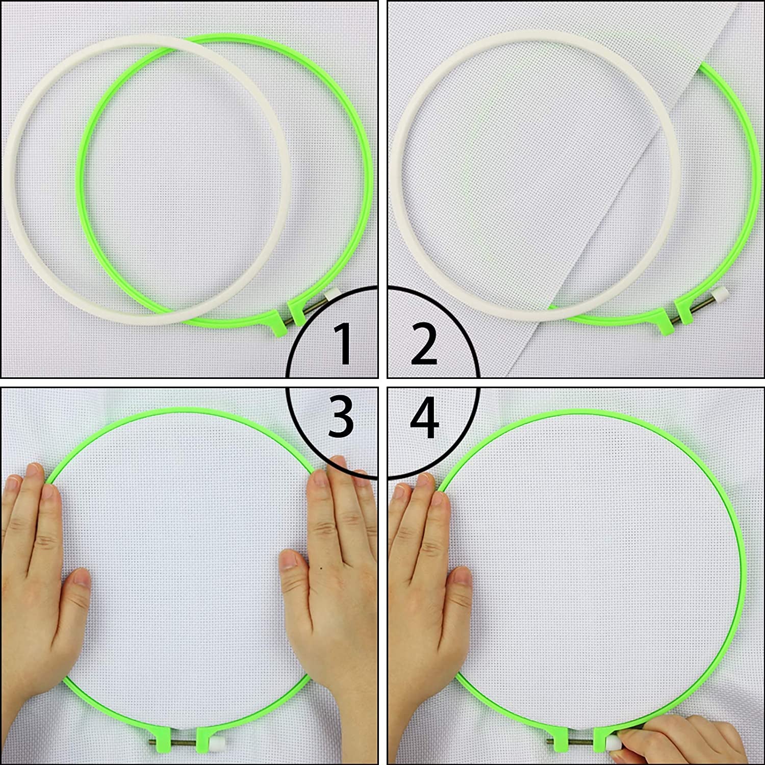 6 Pieces Embroidery Hoops, Plastic Circle Cross Stitch Hoop Ring 3.4 Inch to 10.2 Inch (Multicolor) for Embroidery and Cross Stitch