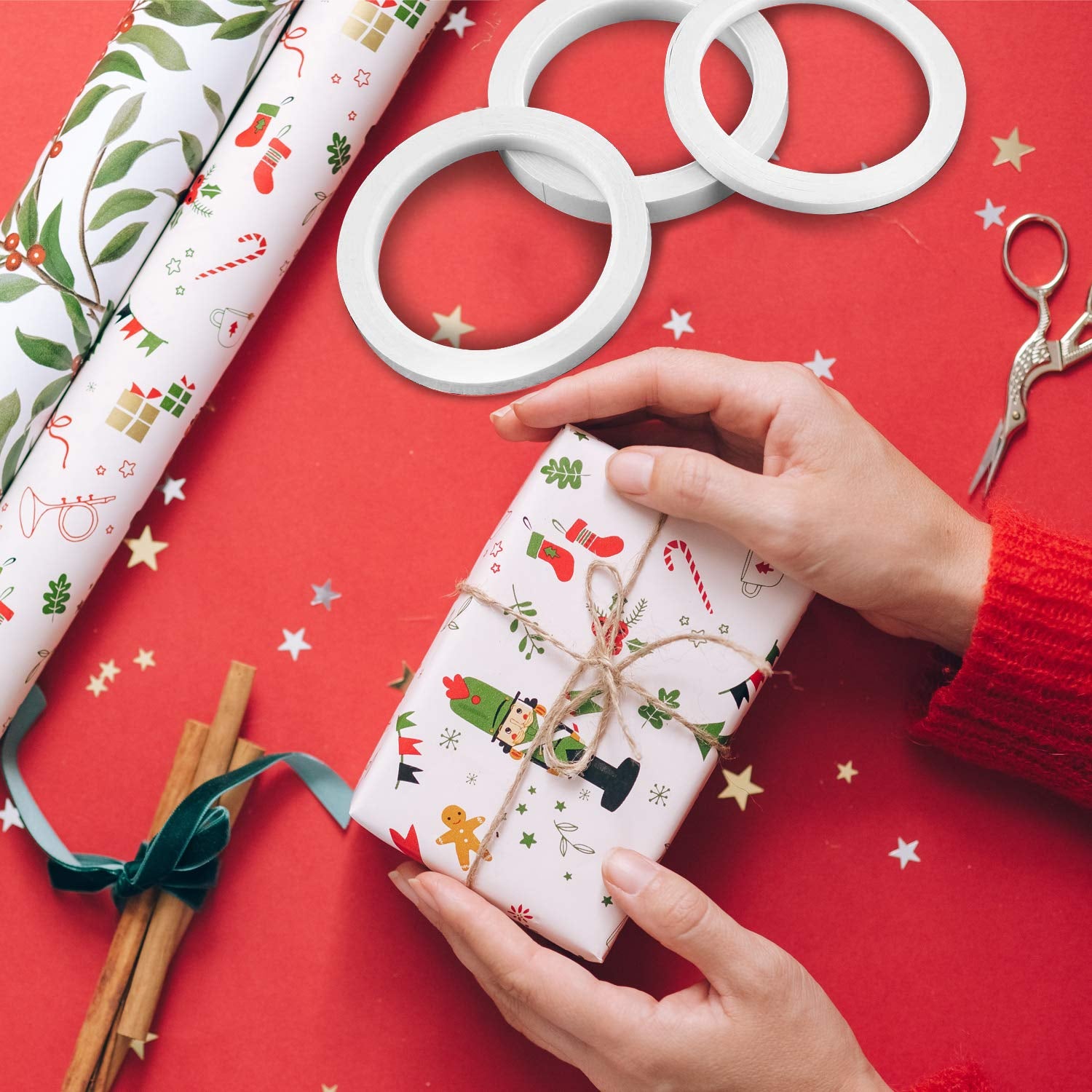 Double-Sided Tape for Arts, Crafts, Photography, Scrapbooking, Tear-By-Hand, Paper Backing (6 Rolls) (Width: 6Mm/ 9Mm/ 12Mm/ 15Mm)