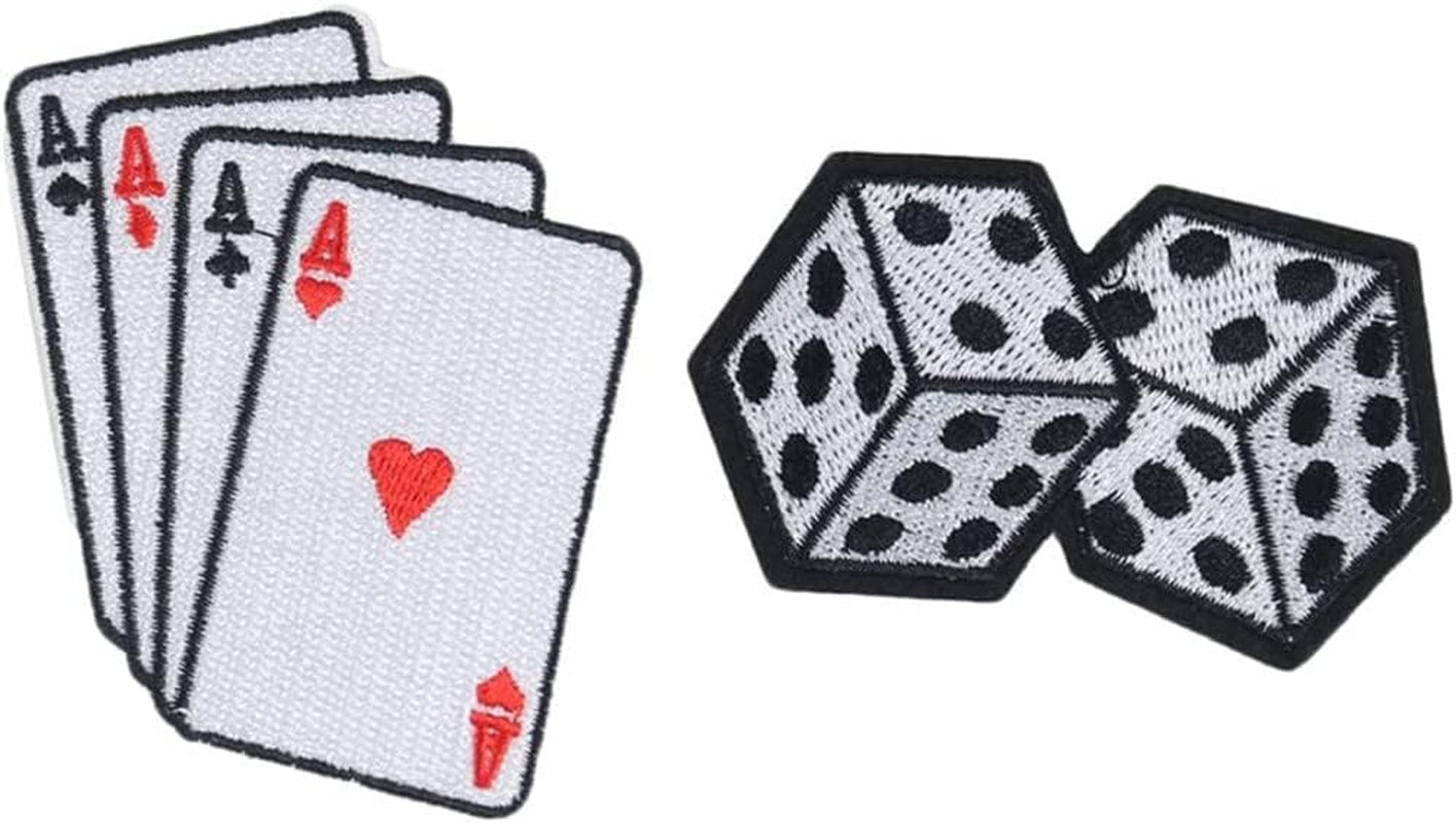 2Pcs Rock Cool Poker Fashion Clothing Patches Card Game Iron on Patches for Clothing Appliques on Backpack Shoes Decoration Embroidered Decal