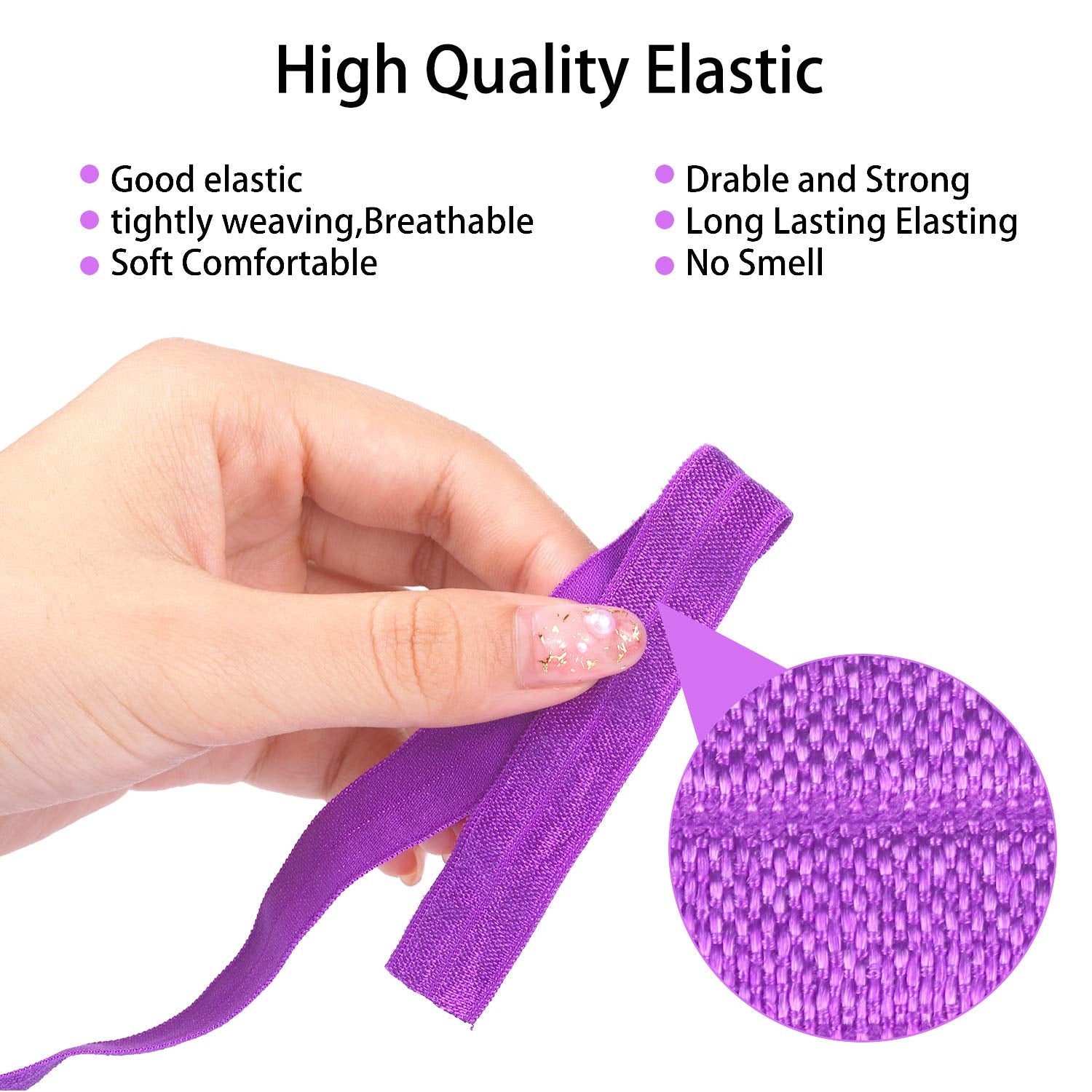40 Yards Fold over Elastic Solid Color Trim Elastic 40 Colors Ribbon Sewing Stretch Elastic Foldover Elastic Ribbon Band for Baby Girls Hair Bow DIY Craft Hair Ties Headbands