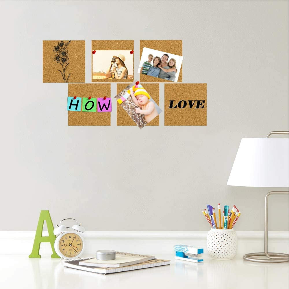60Pcs Self Adhesive Cork Squares,  4 X 4 Inch Strong Cork Adhesive Sheets, Reusable Cork Board Cork Backing Sheets, Mini Wall Cork Tiles Mat for Coasters and DIY Crafts