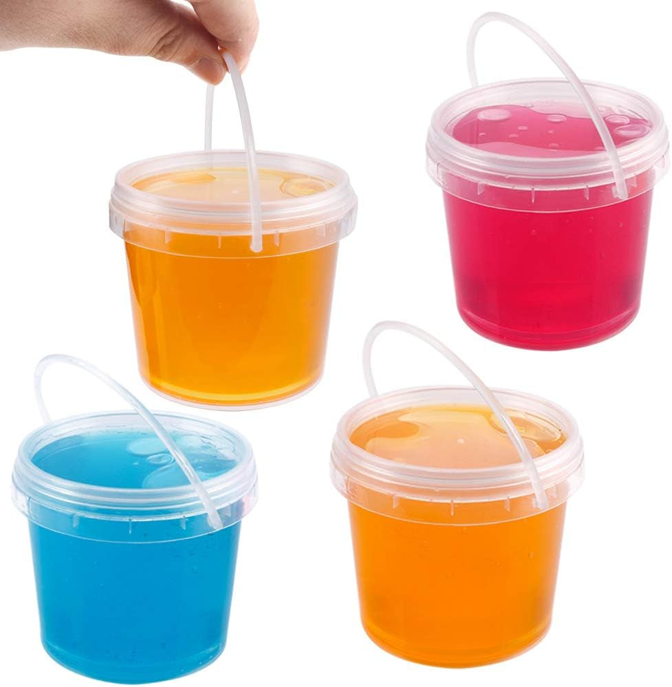 15 Pack 8 Oz Slime Containers with Lids and Handles,Mini Toy Storage Case