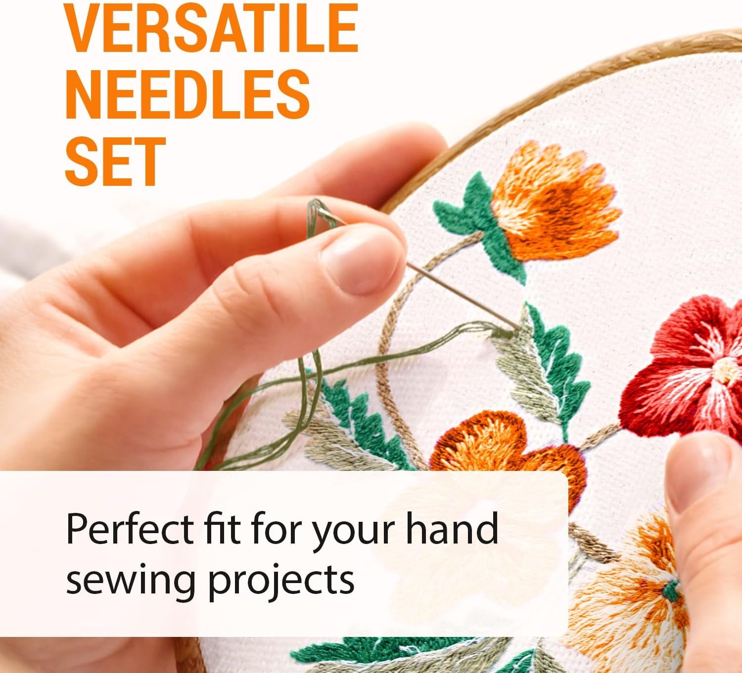 55 PCS Large Eye Sharp Needles - Easy to Thread Big Eye Sewing Needles, Embroidery Needles (6 Sizes)