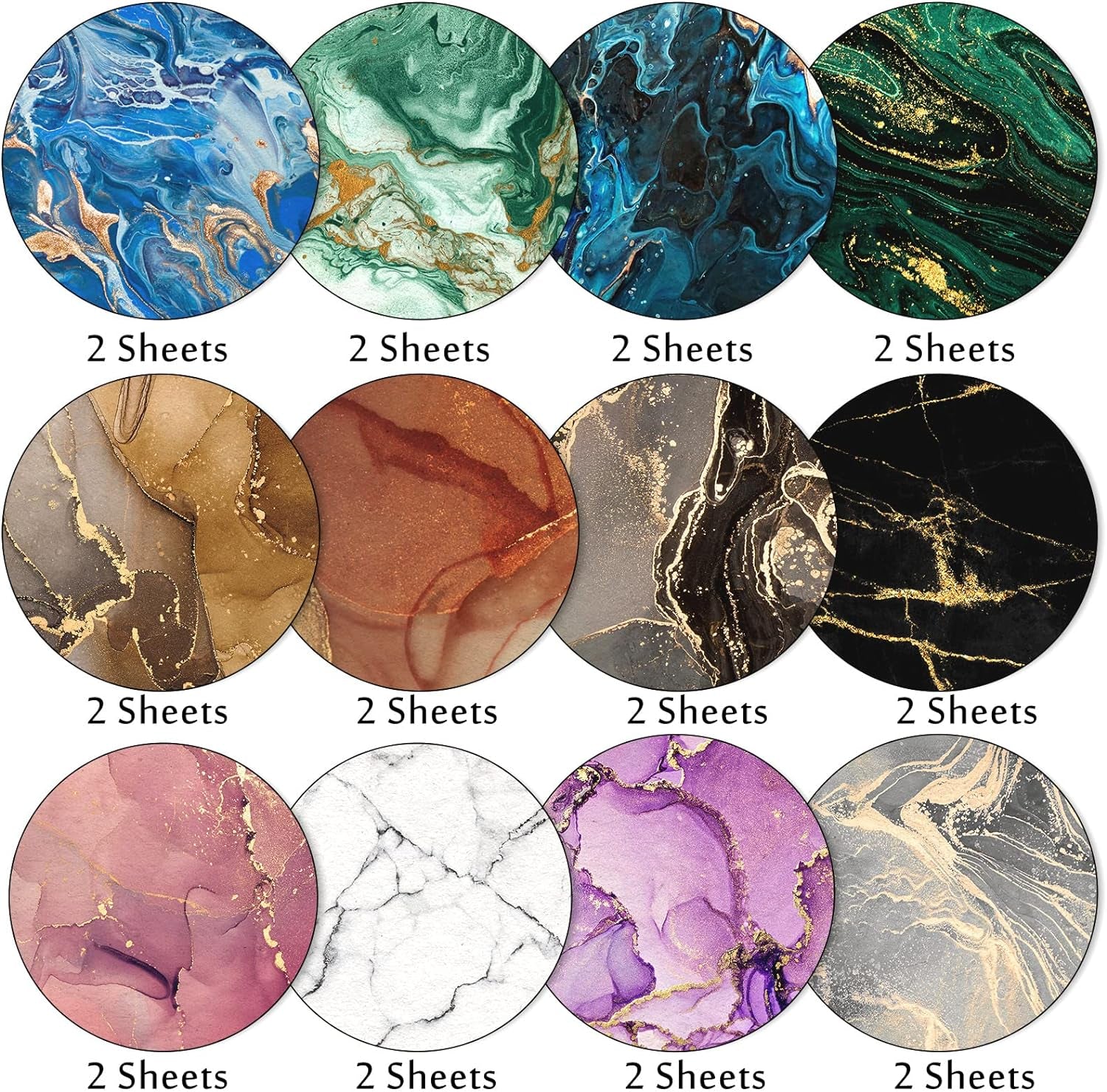 24Pcs Marble Pattern Paper Pack 30X30Cm Colorful Marble Scrapbook Specialty Paper Double-Sided Patterned Paper Collection Folded Flat for DIY Background Card Making Photo Album Decor