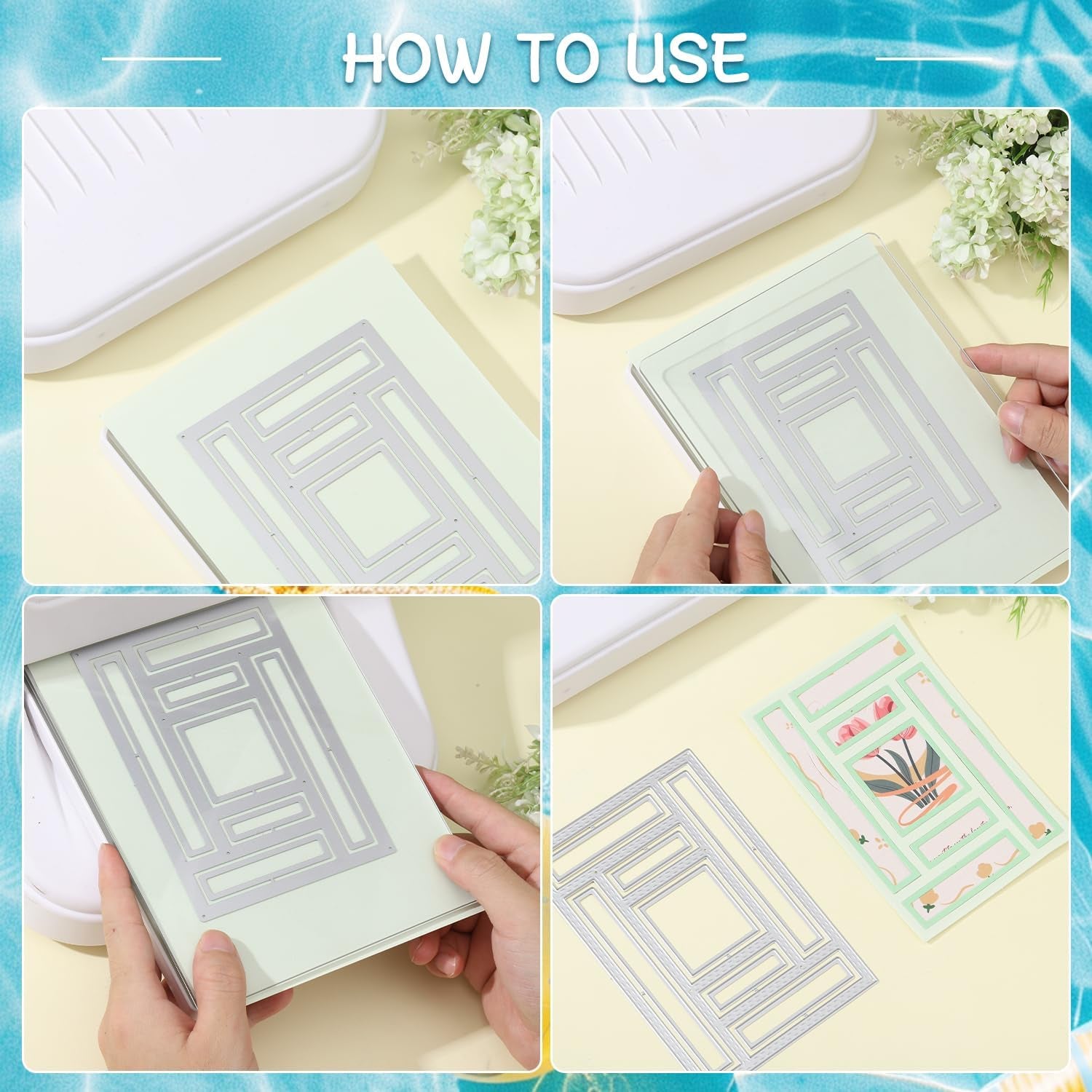 Splicing Rectangular Background Board Cutting Dies for Card Making Frame Background Die Cuts Carbon Steel Embossing Stencils Template for DIY Scrapbooking Album Craft Decor