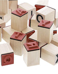 60-Piece Wood Alphabet Stamp Set, Upper and Lowercase Letters with Symbols, Rubber Stamps, DIY Projects, Arts and Crafts, Scrapbooking, Classroom, Games