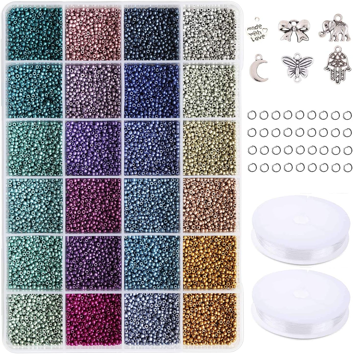 Size 2Mm 11/0 Seed Beads about 15600Pcs, Making Earring,Bracelet and Jewelry (650Pcs/Color, 24 Colors)