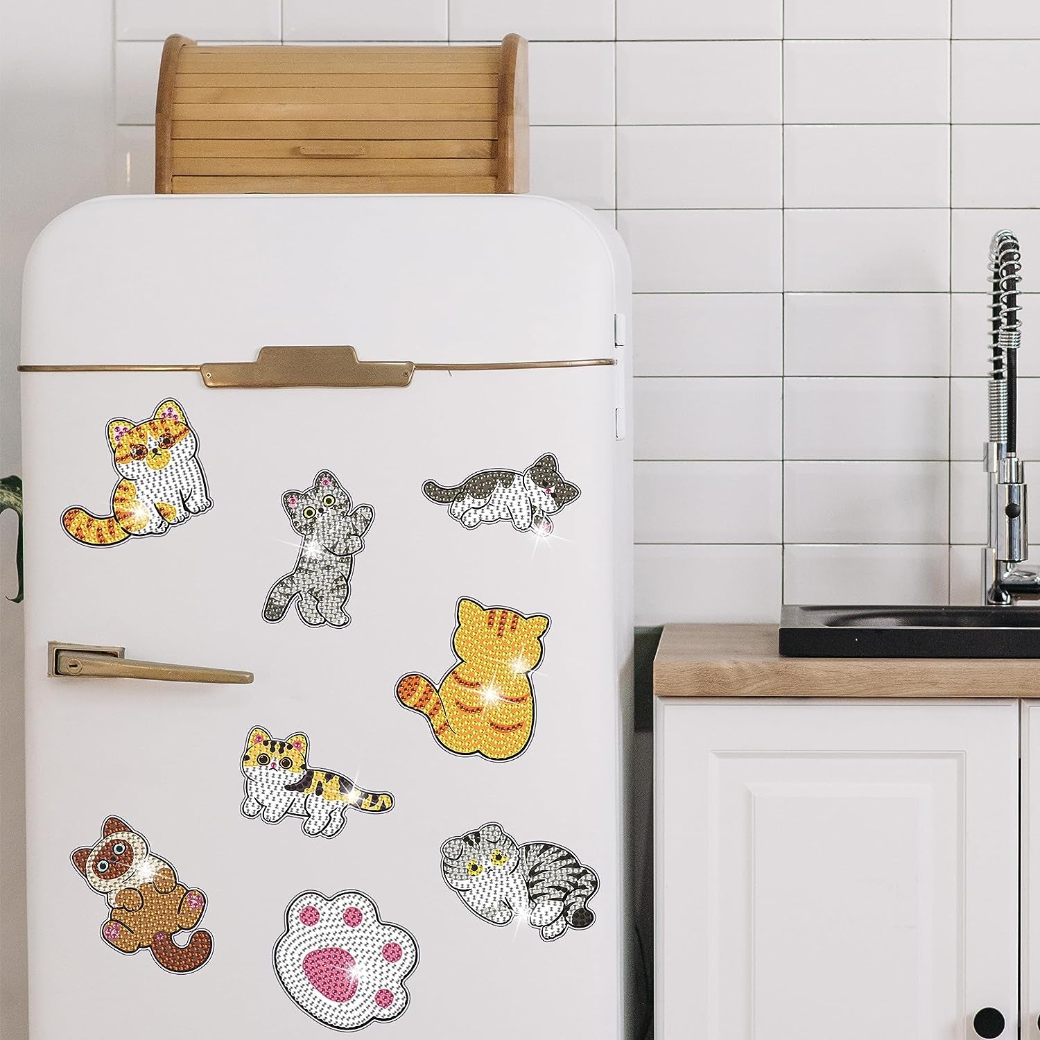 12 PCS Diamond Painting Refrigerator Magnets, Cat Diamond Painting Kits for Adults, Diamond Art Kits for Home Decor, Small Diamond Art Crafts