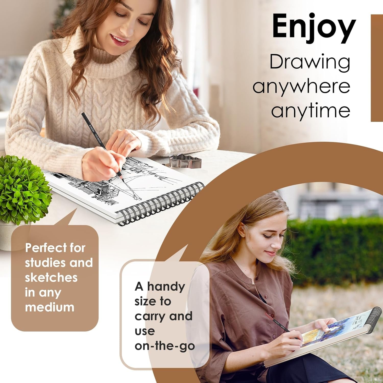 9" X 12" Premium Sketch Book Set, 1-Pack Spiral Bound Drawing Paper, 100 Sheets (68Lb/100Gsm) Sketchbook, Acid-Free Art Drawing Painting Sketching Pad Supplies for Kids, Teens, Adults, Artists