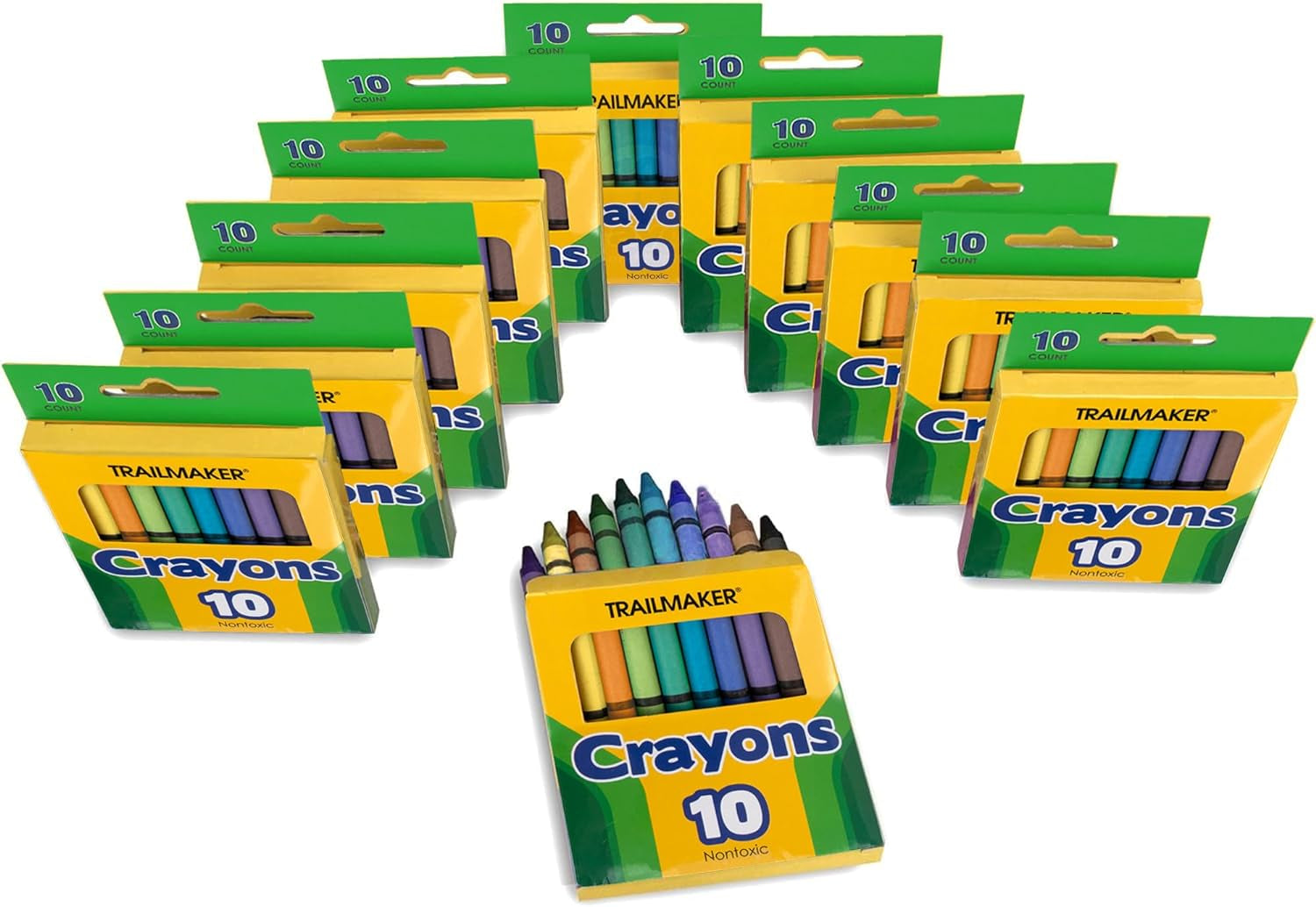 12 Pack Bulk Crayons | Washable Beeswax Bright Color Crayons Bulk Individual Packs, 10 per Box, 12 Boxes Bundle Art Set Crayons for Kids, Classrooms, Restaurants