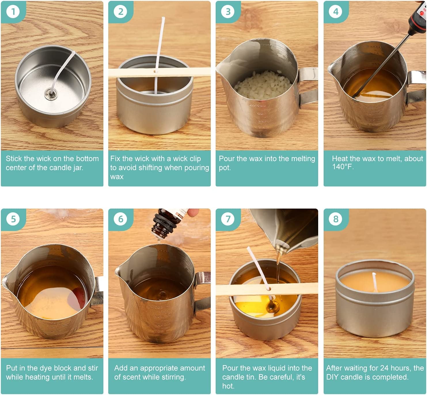 Complete Candle Making Kit,Candle Making Supplies,Diy Arts and Crafts Kits for Adults,Beginners,Kids Including Wax, Wicks, 6 Kinds of Scents,Dyes,Melting Pot,Candle Tins