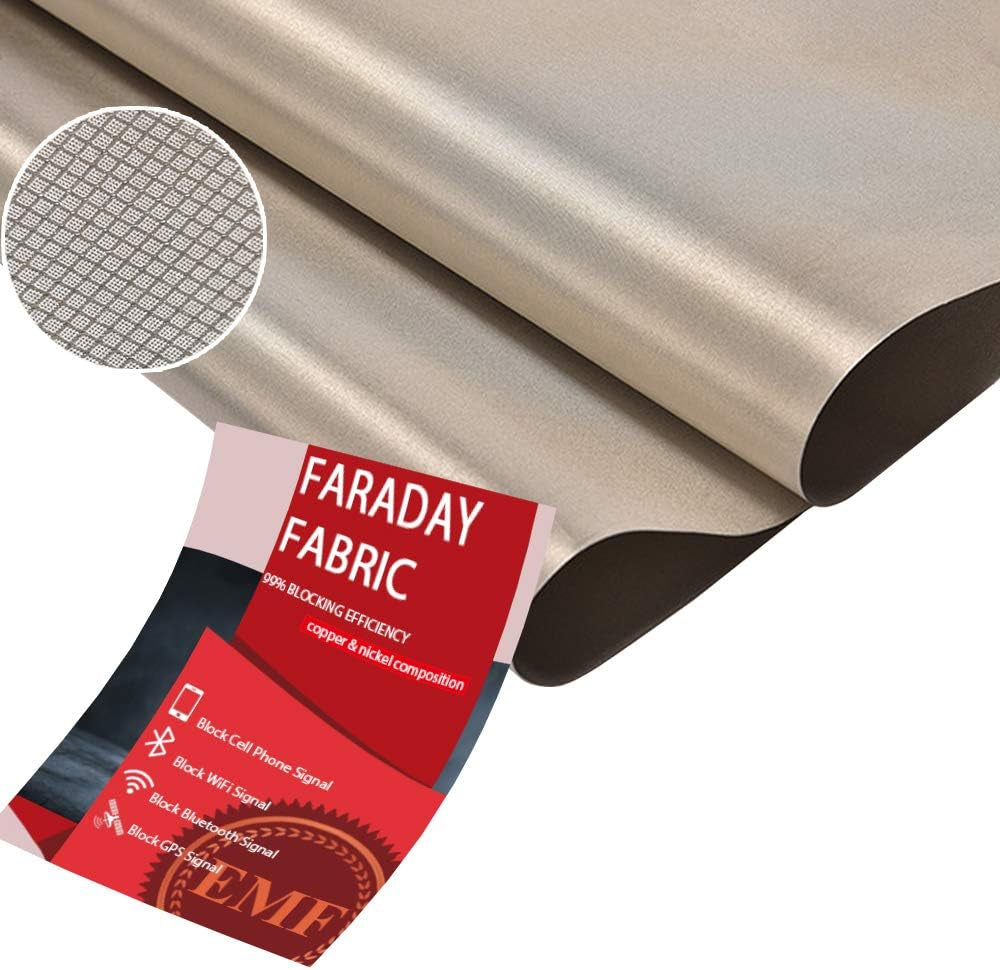 Faraday Fabric-Emi RFID Shielding-Block Wifi/Rf Anti-Radiation Military Grade and Radiation Protection Nickel Copper Fabric, RFID Blocking Material 36"X44" Inch
