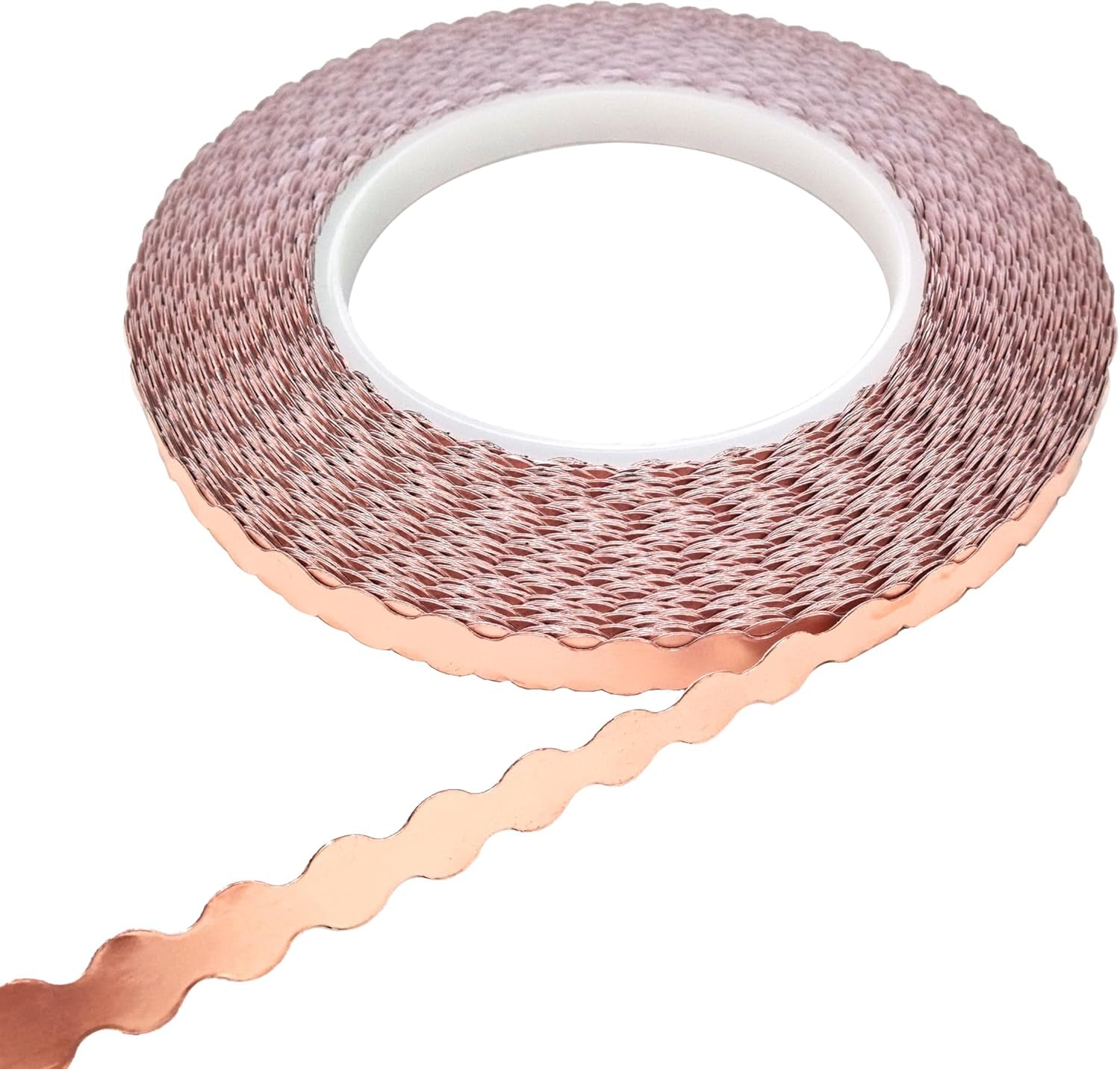 Double Edged Scalloped Copper Foil Tape for Stained Glass, DIY Handicrafts, Crafting (Small Scalloped)
