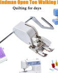 Open Toe Walking Foot W/Guide for Quilting and Sewing Stitch through Multiple Layers for Brother Singer Janome Sewing Machines