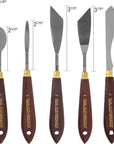 5-Piece Artist Stainless Steel Palette Knife Set - Wood Hande Flexible Spatula Painting Knives for Color Mixing Spreading, Applying Oil, Acrylic, Epoxy, Pouring Paint on Canvases, Cake