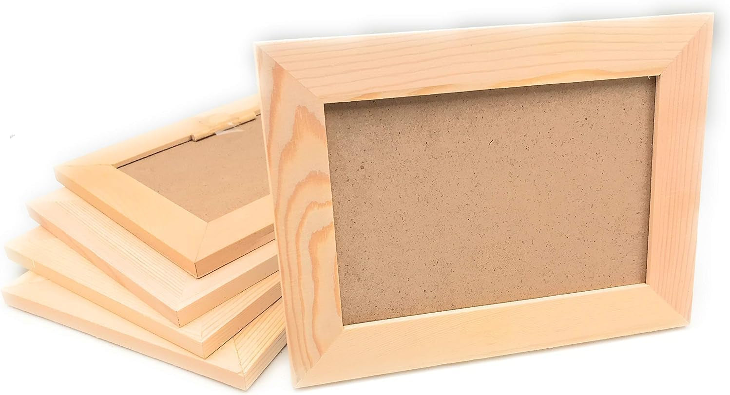 Unfinished Solid Wood Picture Frames for Arts Crafts, DIY Painting Project Stand or Hang on the Wall 6X8 Frame Size Holds 6X4 Pictures for Kids Craft Birthday, School Projects (12)