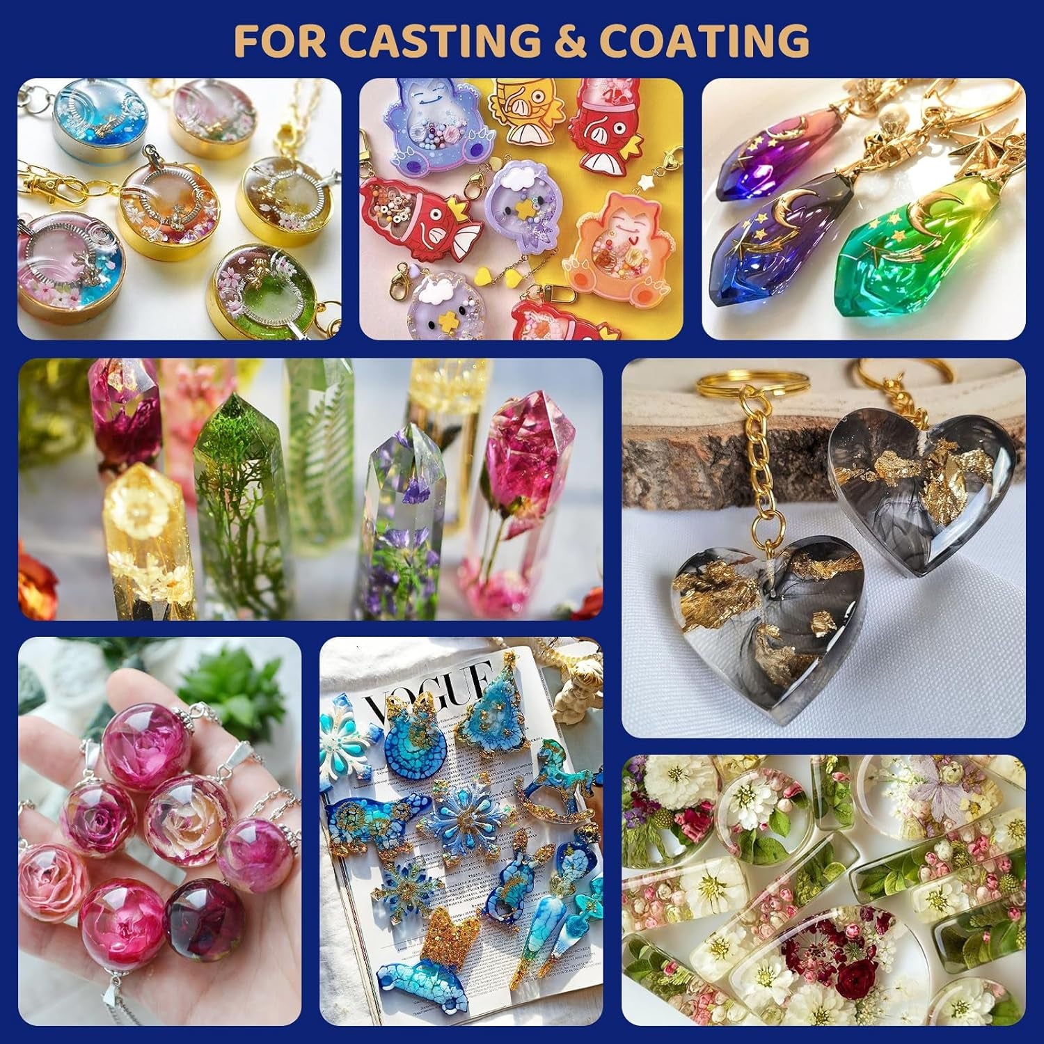 UV Resin 500G -Hard Type UV Resin Kit Crystal Clear UV Resin Solar Cure Sunlight Activate Glue, 2 PCS Upgrade Ultraviolet Epoxy Glue for Jewelry Making,Diy Crafts,Casting and Coating