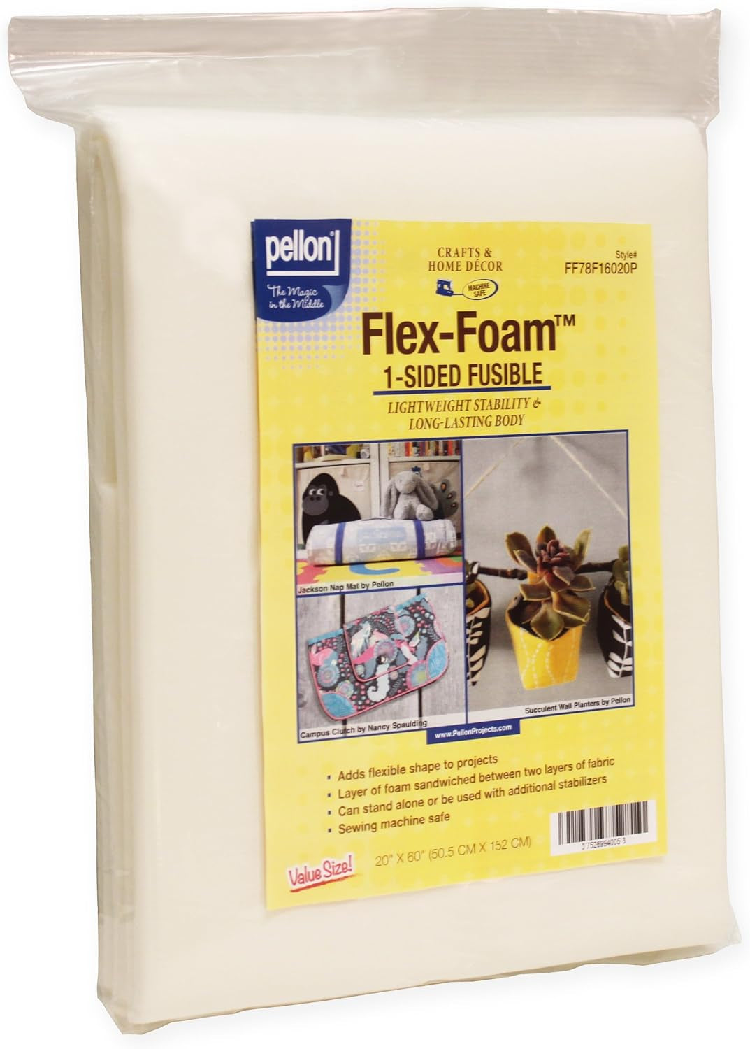FF78F16020P Flex-Foam 1-Sided Fusible Stabilizer, 20" X 60" , White