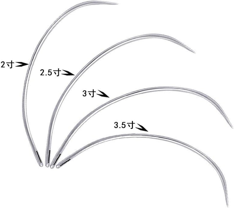 2 Sets 2'' / 2.5'' / 3 ''/ 3.5 '' Curved Leather Hand Sewing Needles C Type Needles for Carpet Leather Canvas Repairing Weaving Crafts