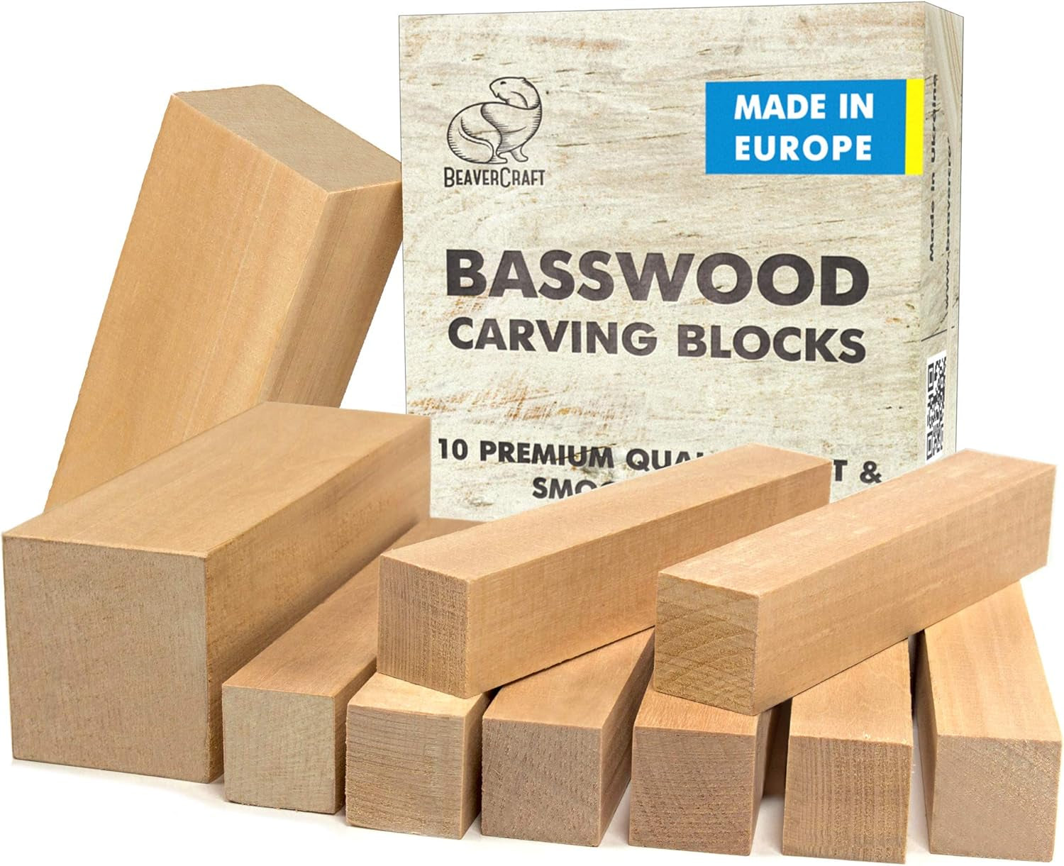 BW10 Large Basswood Carving Blocks Set Bass Wood for Wood Carving Unfinished Wood Blocks - Whittling Wood Soft Carving Wood Blocks for Carving Wooden Block Set Block of Wood for Crafts