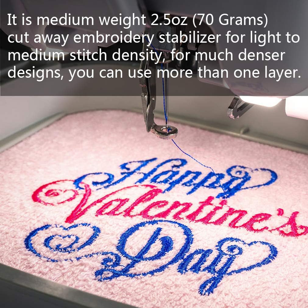 Cut Away Stabilizer for Embroidery Backing 10"X12" - 100 Sheets,  2.5Oz Medium Weight Embroidery Stabilizer - Cut Away Embroidery Stabilizer for Machine and Hand Sewing - Fits 5"X7" Hoops