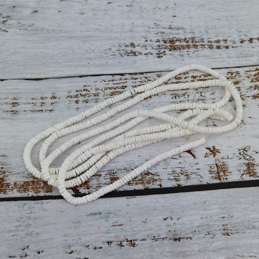 46 Inch White Heishi Beads for Jewelry Making, 6Mm Puka Shells Bead Strand, Natural Thin Flat Seashell Beads for Bracelets Necklaces Chokers and Anklets, African Disc Spacers