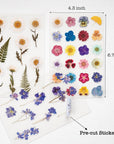 Pressed Flower Themed Stickers (Assorted 486 Pieces, 36 Sheets) Dried Floral Resin Stickers Decals Botanical Journaling Sticker for Scrapbook Supplies Junk Journal Bullet Journal Planner Laptop