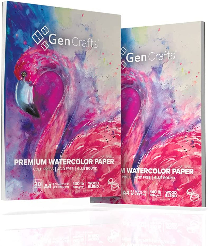 Watercolor Paper Pad 2 Pack - A4 8.3X11.7" - 60 Sheets Total (140Lb/ 300Gsm) - Cold Press Acid Free Art Sketchbook Pad for Painting & Drawing, Wet, Mixed Media