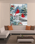 Winter Cardinals Christmas Diamond Art Painting Kits for Adults - Full Drill Diamond Art Paintings for Beginners, round 5D Paint with Diamonds Gem Art Painting Kits DIY Adult Crafts 12X16Inch
