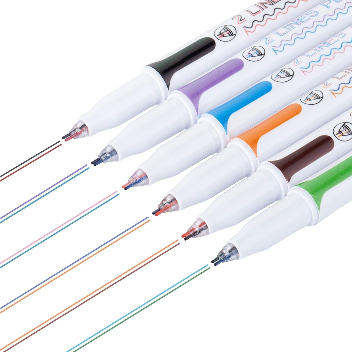 - Double Line Pen, 6 Pack, Assorted Colors, Outline Pen, Two Color Pen, Two Line Pens, 3D Drawing Pen, 3D Writing Pen, 2 Line Pens, Double Line Marker Pens, Double Line Pens for Art