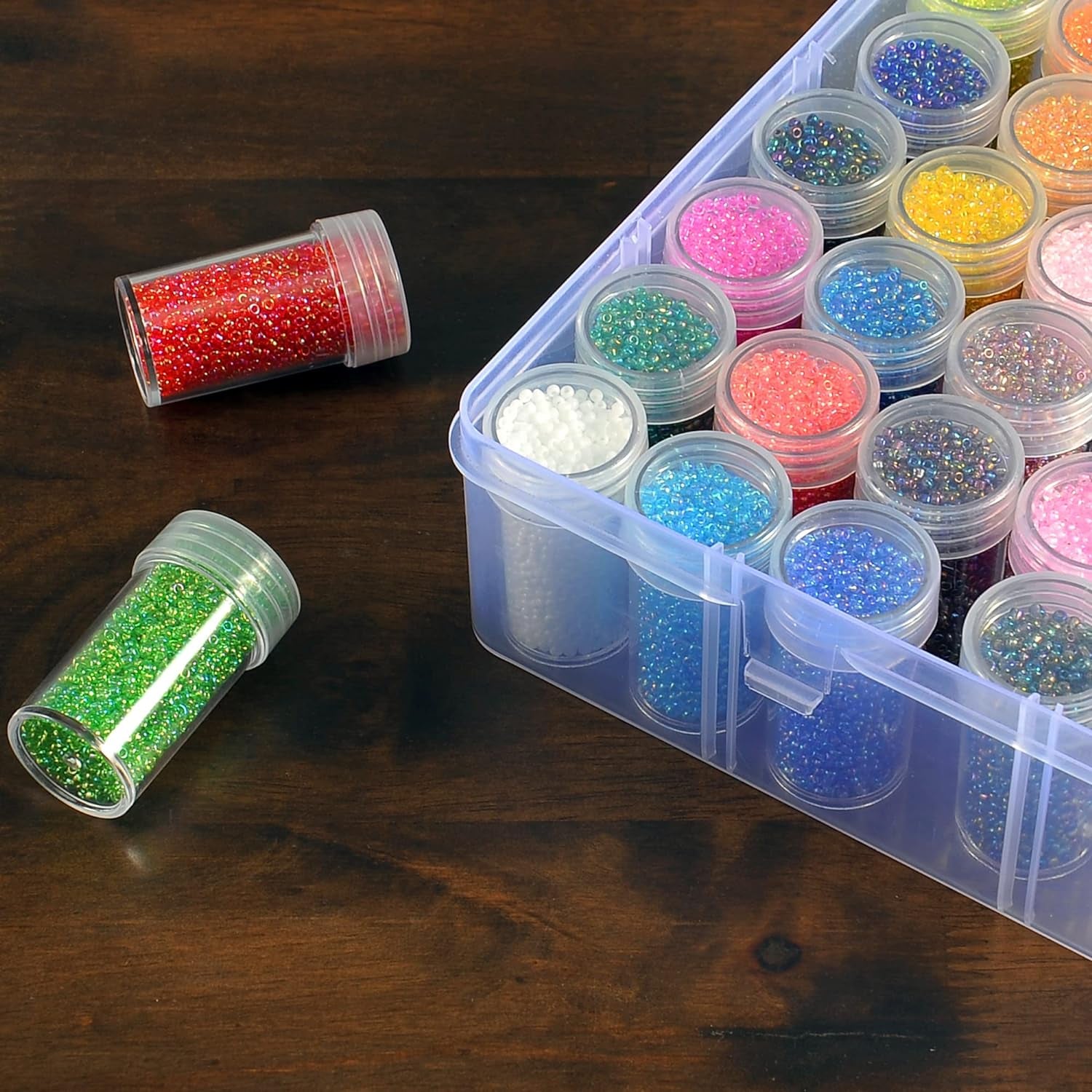 1Pack 60 Grids Bead Organizer and Storage Diamond Painting Containers Portable Plastic Case Box Arts Crafts Storage for Seeds Beads Sewing Cosmetic Nail Glitter Powder Small Parts Rhinestones