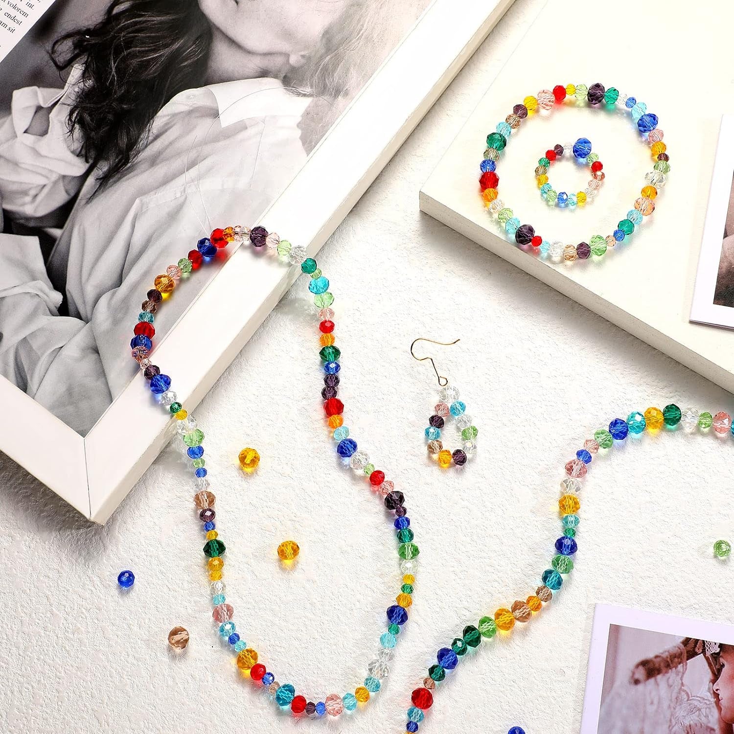 1000 Pcs Glass Beads Crystal Glass Beads Faceted Shape Crystal Beads Assorted Colorful Loose Beads for DIY Craft, Jewelry Making, Necklace, Wristband 4 Mm 6 Mm 8 Mm(Fresh Color)