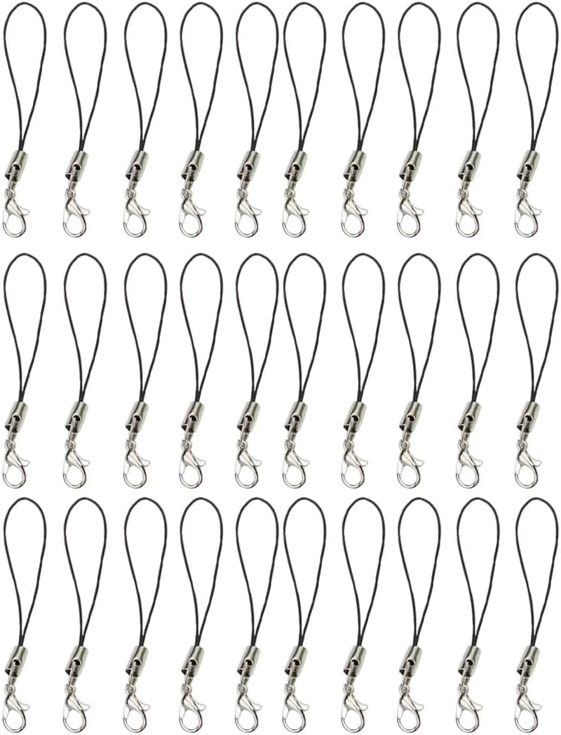30X Black Finger Strap Lanyards for Cellphone Cases Keys Keychain USB Flash Drive Ipod ID Card Cameras Badge Ring Short Rope Small Lanyard Cell Phone String Charm Hook