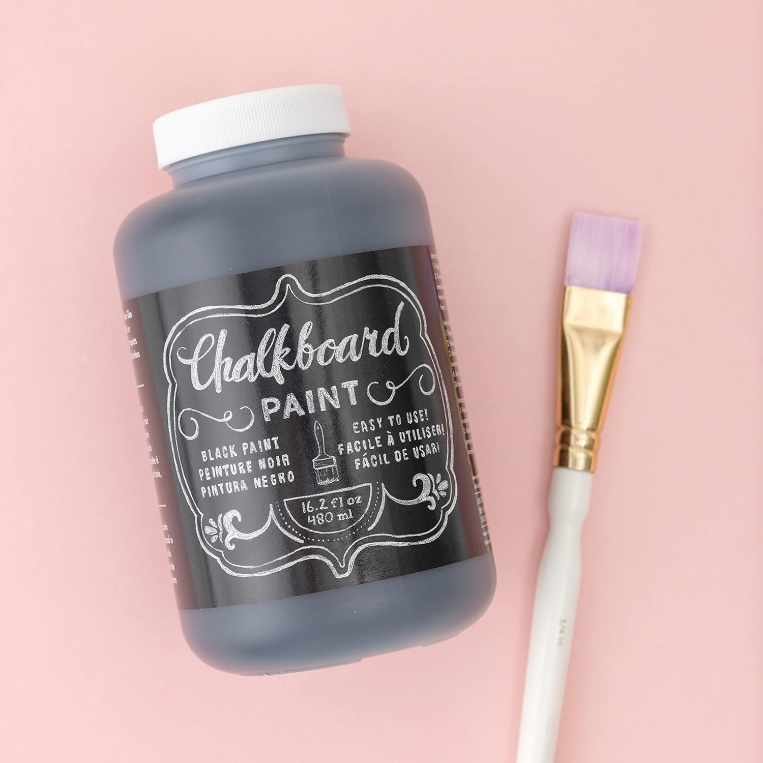 Chalkboard Paint Black, 16 Oz, Use for Walls, Doors, Paper, Wood, and More, Perfect for Cards, Decorations, Party Favors, and More