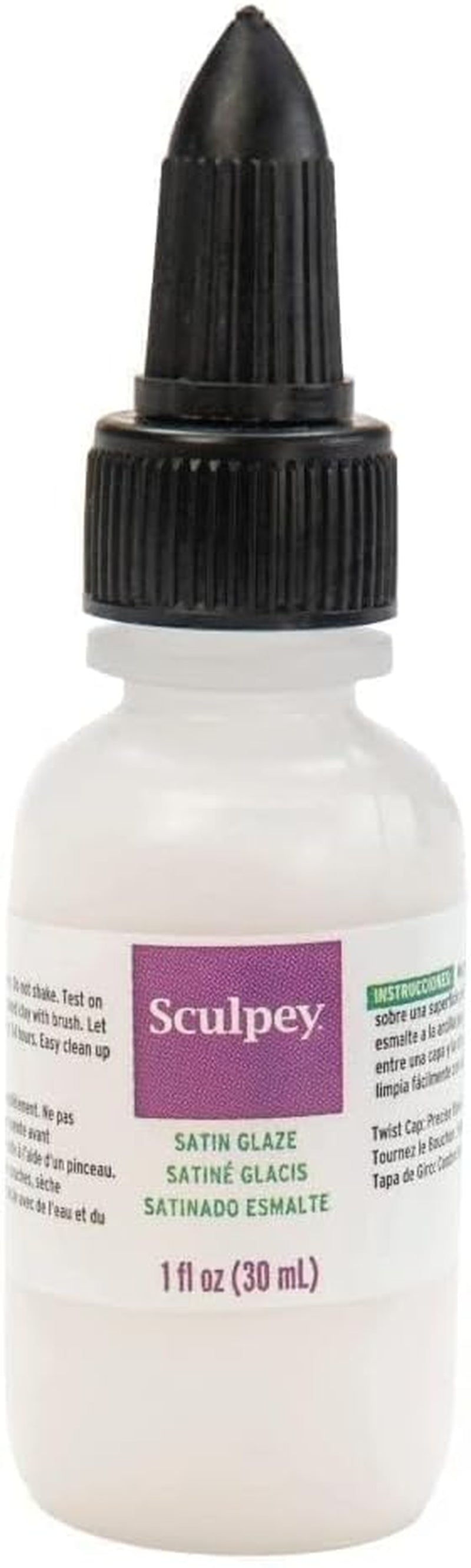 ® Satin Glaze, Non Toxic, 1 Fl Oz. Bottle with Precise Flow Twist Cap. Will Add a Satin Finish to Your Baked Polymer Oven-Bake Clay Creations!